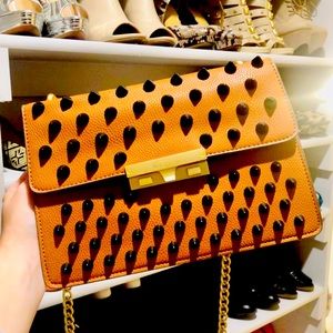 83.) New Cognac Vegan Leather Crossbody Bag